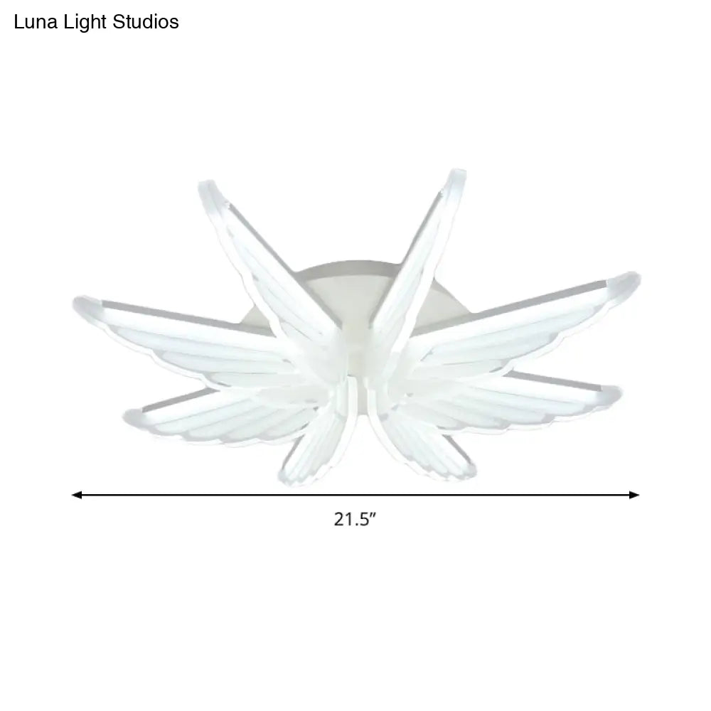 Romantic White Wing Flush Led Ceiling Lamp For Baby Room