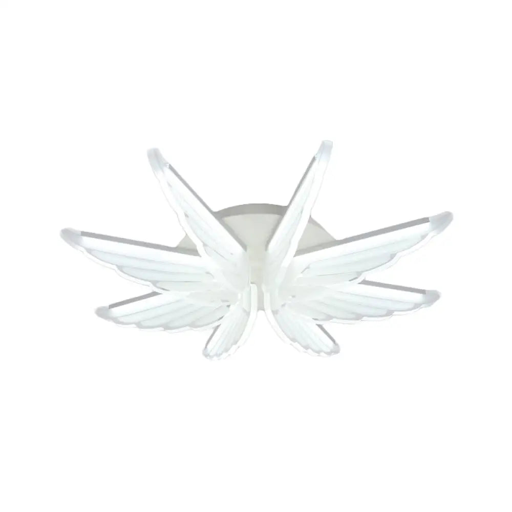 Romantic White Wing Flush Led Ceiling Lamp For Baby Room