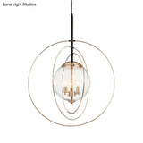 Rose Gold Circle Rings Pendant Chandelier - Postmodern Design With Transparent Glass 3-Bulb