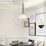 Rose Gold Circle Rings Pendant Chandelier - Postmodern Design With Transparent Glass 3-Bulb