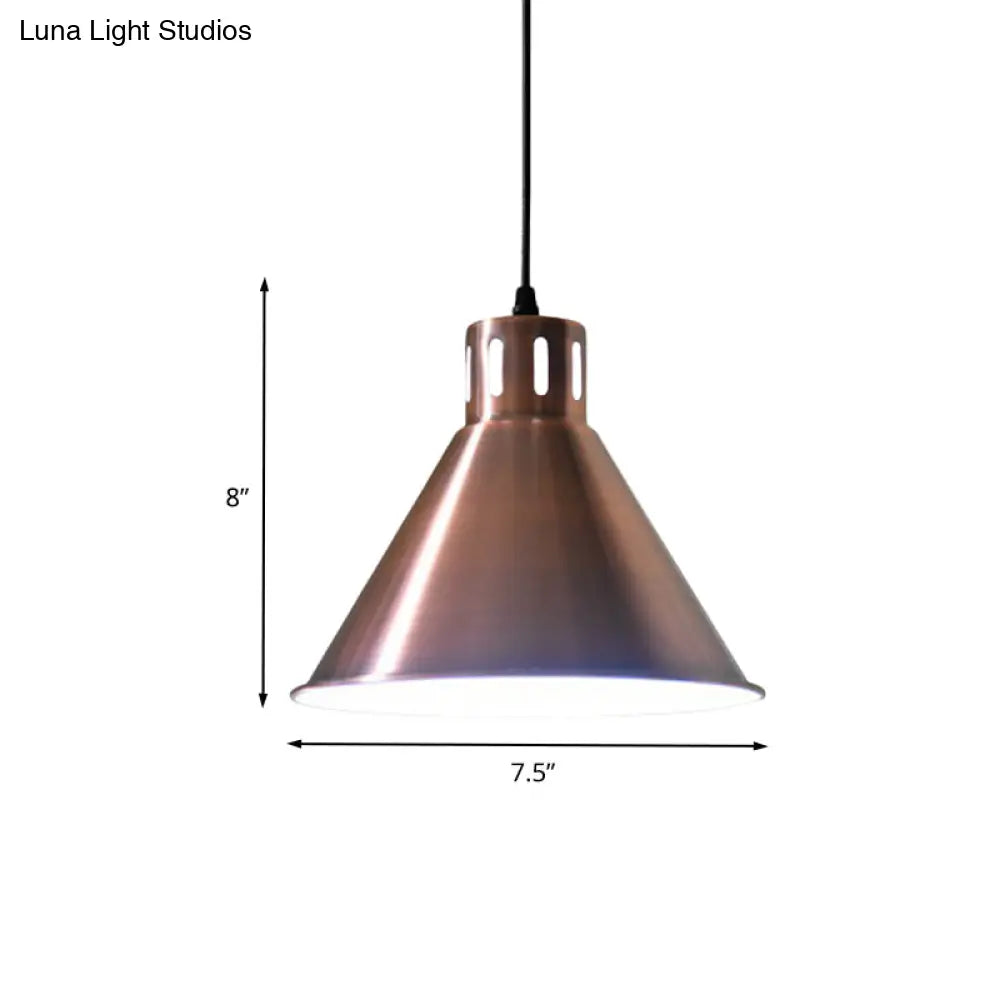 Rose Gold Farmhouse Pendant Light With Cone/Dome/Flared Shade For Restaurants