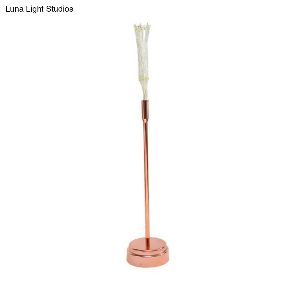 Rose Gold Firework Battery Table Lamp - Modern Led Nightstand Lighting For Girls Bedroom