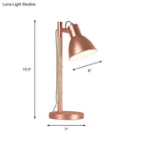 Rose Gold Led Desk Lamp Modern Rotatable Table Light With Domed Metal Handle For Bedside