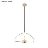 Rose Gold Led Pendant Light With Minimalist Design And Acrylic Dome Shade -