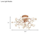 Rose Gold Metallic Branch Ceiling Lamp - Stunning Semi Flush Dining Room Light