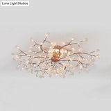Rose Gold Metallic Branch Ceiling Lamp - Stunning Semi Flush Dining Room Light