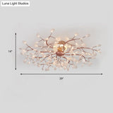 Rose Gold Metallic Branch Ceiling Lamp - Stunning Semi Flush Dining Room Light
