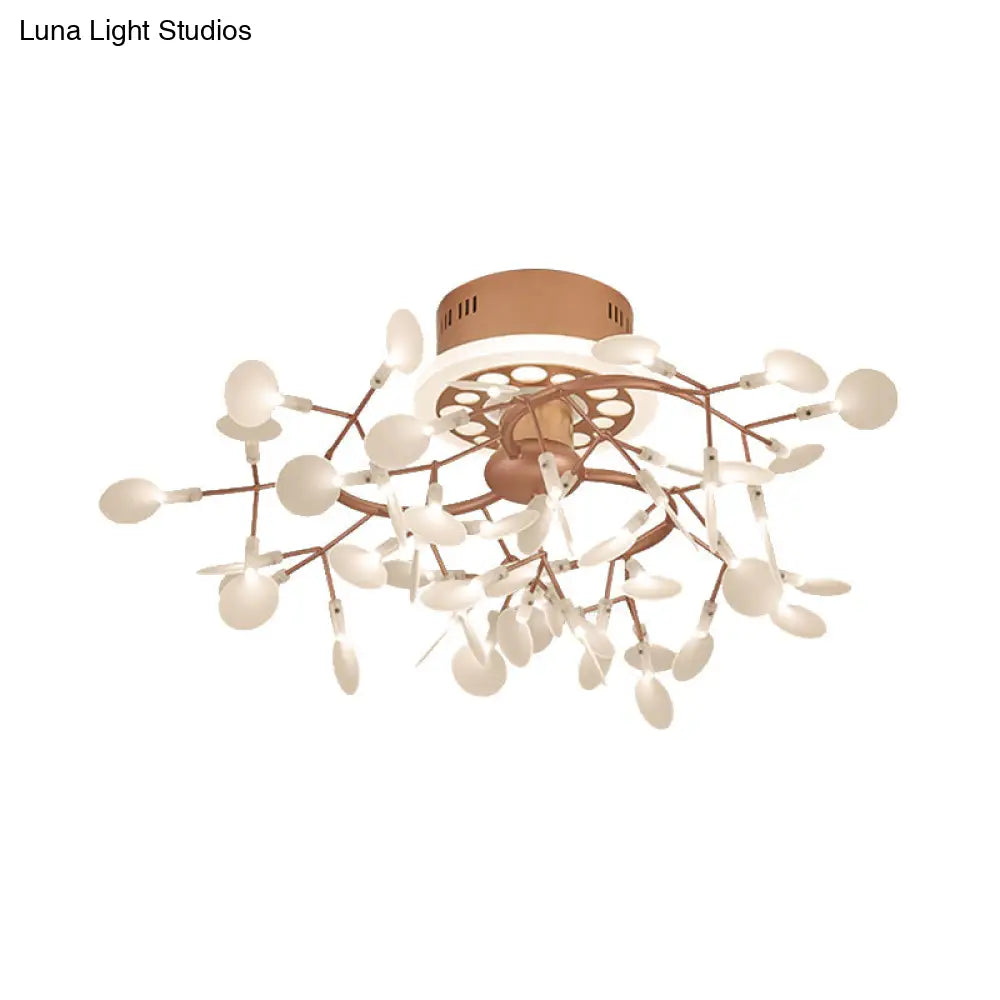 Rose Gold Metallic Branch Ceiling Lamp - Stunning Semi Flush Dining Room Light