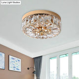 Rose Gold Mini Led Flush Ceiling Light - Beveled Crystal Round Mount Lamp 8’/10’ Width’ Or