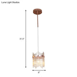 Rose Gold Modernism Ring Suspension Pendant Lamp With Crystal Rod And 1 Bulb