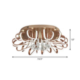 Rose Gold Twisted Flush Mount Led Ceiling Light With Crystal Ball Drop - Warm/White Lighting