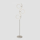 Rotatable 3-Head Led Floor Lamp - Artistic Metal Ring Shape For Bedroom White