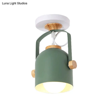 Rotatable Corridor Cup Ceiling Light - Metal With Macaron Loft Candy Colored Finish Single Bulb
