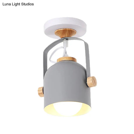 Rotatable Corridor Cup Ceiling Light - Metal With Macaron Loft Candy Colored Finish Single Bulb