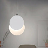 Modern Led Pendant Hanging Lamp - Rotatable Crescent Drop Light With Acrylic Shade In Black/White