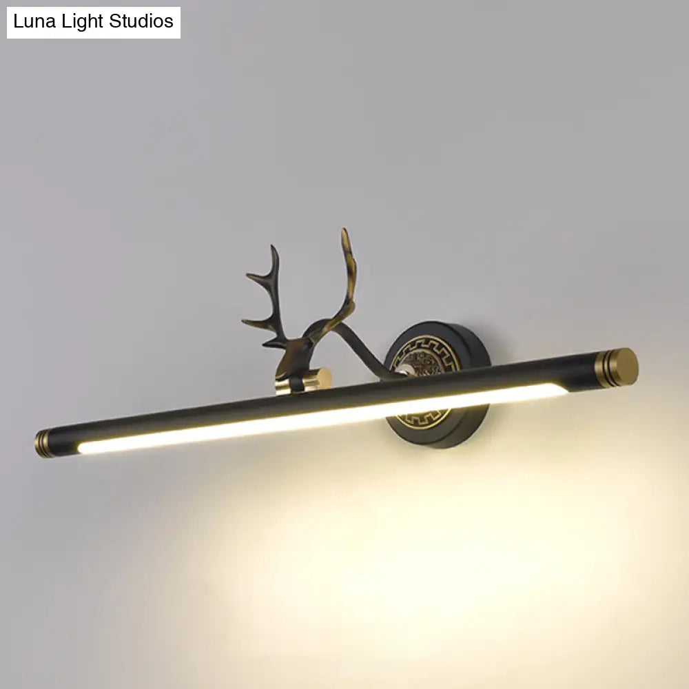 Rotatable Led Tube Vanity Light With Rustic Antler Design - Perfect For Bathroom