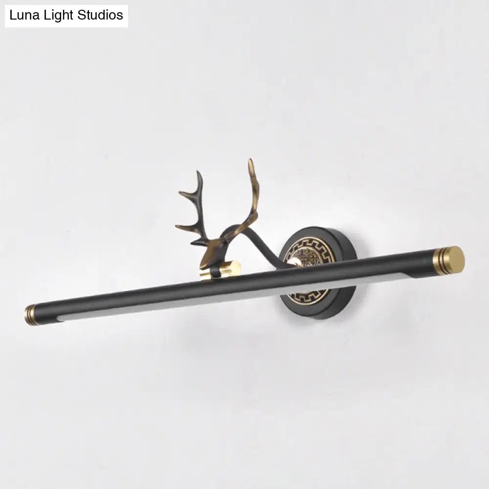 Rotatable Led Tube Vanity Light With Rustic Antler Design - Perfect For Bathroom