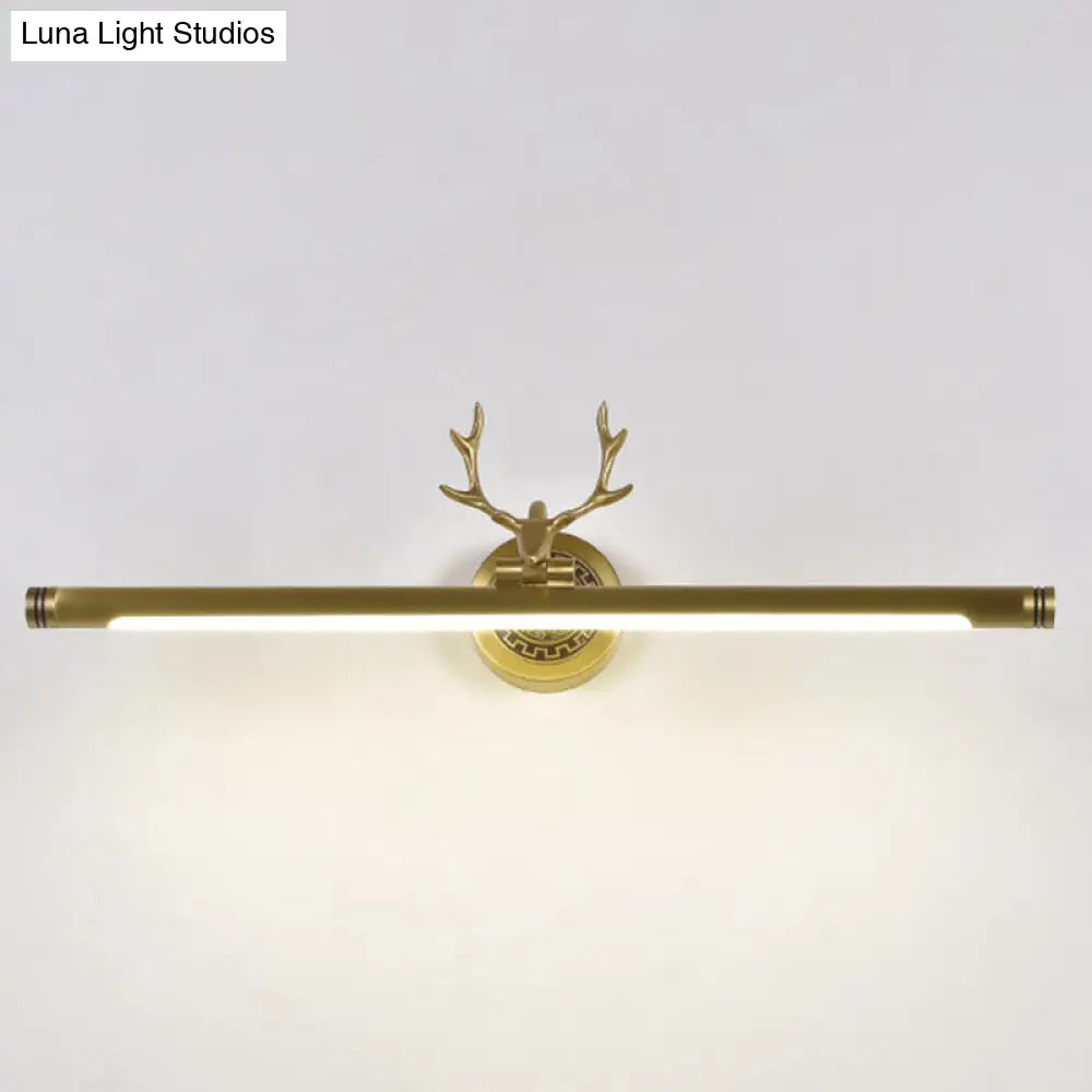 Rotatable Led Tube Vanity Light With Rustic Antler Design - Perfect For Bathroom