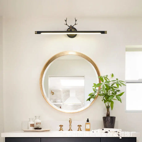 Rotatable Led Tube Vanity Light With Rustic Antler Design - Perfect For Bathroom Black / 18