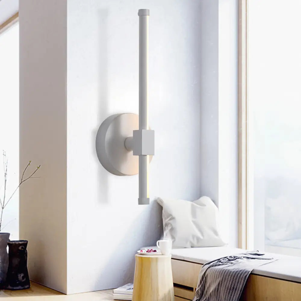 Rotatable Led Wall Sconce With Acrylic Bar - Black/White Warm/White Light White /