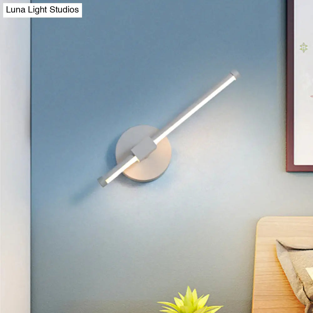Rotatable Led Wall Sconce With Acrylic Bar - Black/White Warm/White Light