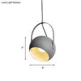 Rotatable Macaron Loft Metal Pendant Light For Living Room - 1 Head Globe Hanging Design