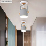 Rotatable Macaron Loft Metallic Ceiling Lamp With Cup Shade - Perfect For Bathrooms