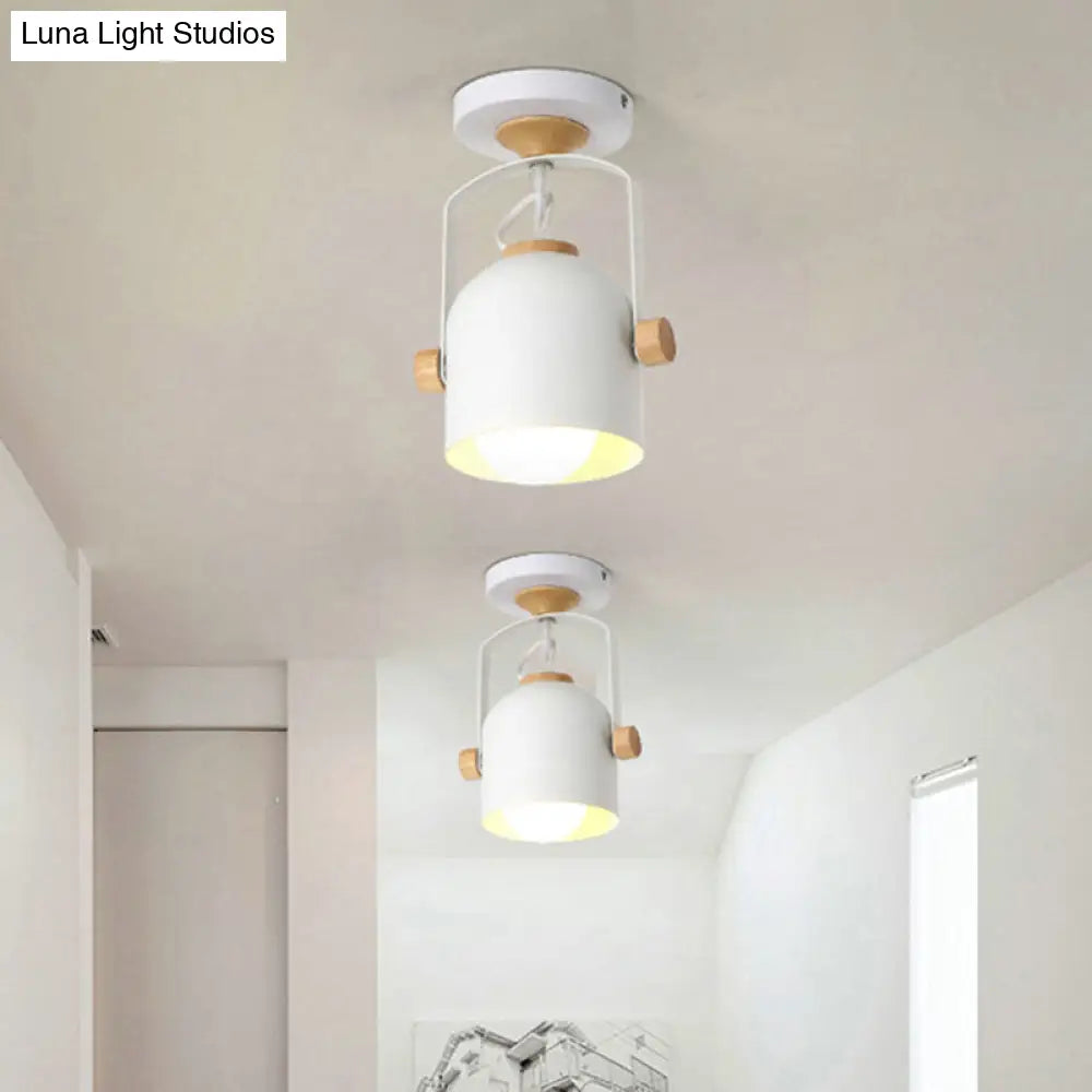 Rotatable Macaron Loft Metallic Ceiling Lamp With Cup Shade - Perfect For Bathrooms