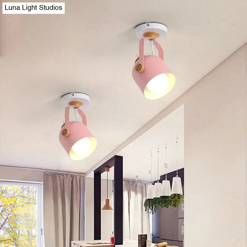 Rotatable Macaron Loft Metallic Ceiling Lamp With Cup Shade - Perfect For Bathrooms