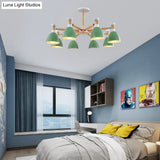 Rotatable Metal Bowl Chandelier - Kindergarten Macaron Hanging Light