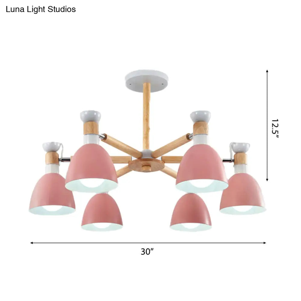 Rotatable Metal Bowl Chandelier - Kindergarten Macaron Hanging Light
