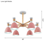 Rotatable Metal Bowl Chandelier - Kindergarten Macaron Hanging Light