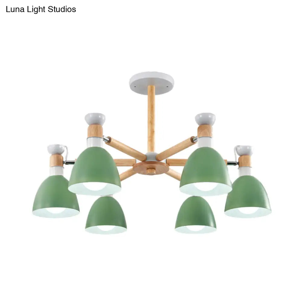 Rotatable Metal Bowl Chandelier - Kindergarten Macaron Hanging Light