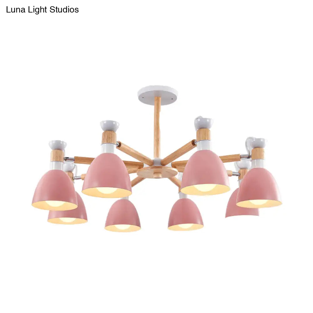 Rotatable Metal Bowl Chandelier - Kindergarten Macaron Hanging Light