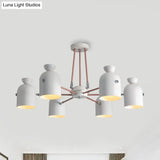 Rotatable Metal Cup Chandelier - 6 Light Macaron Style Hanging For Childs Bedroom
