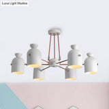 Rotatable Metal Cup Chandelier - 6 Light Macaron Style Hanging For Childs Bedroom