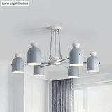 Rotatable Metal Cup Chandelier - 6 Light Macaron Style Hanging For Childs Bedroom