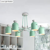 Rotatable Metal Cup Chandelier - 6 Light Macaron Style Hanging For Childs Bedroom