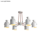 Rotatable Metal Cup Chandelier - 6 Light Macaron Style Hanging For Childs Bedroom