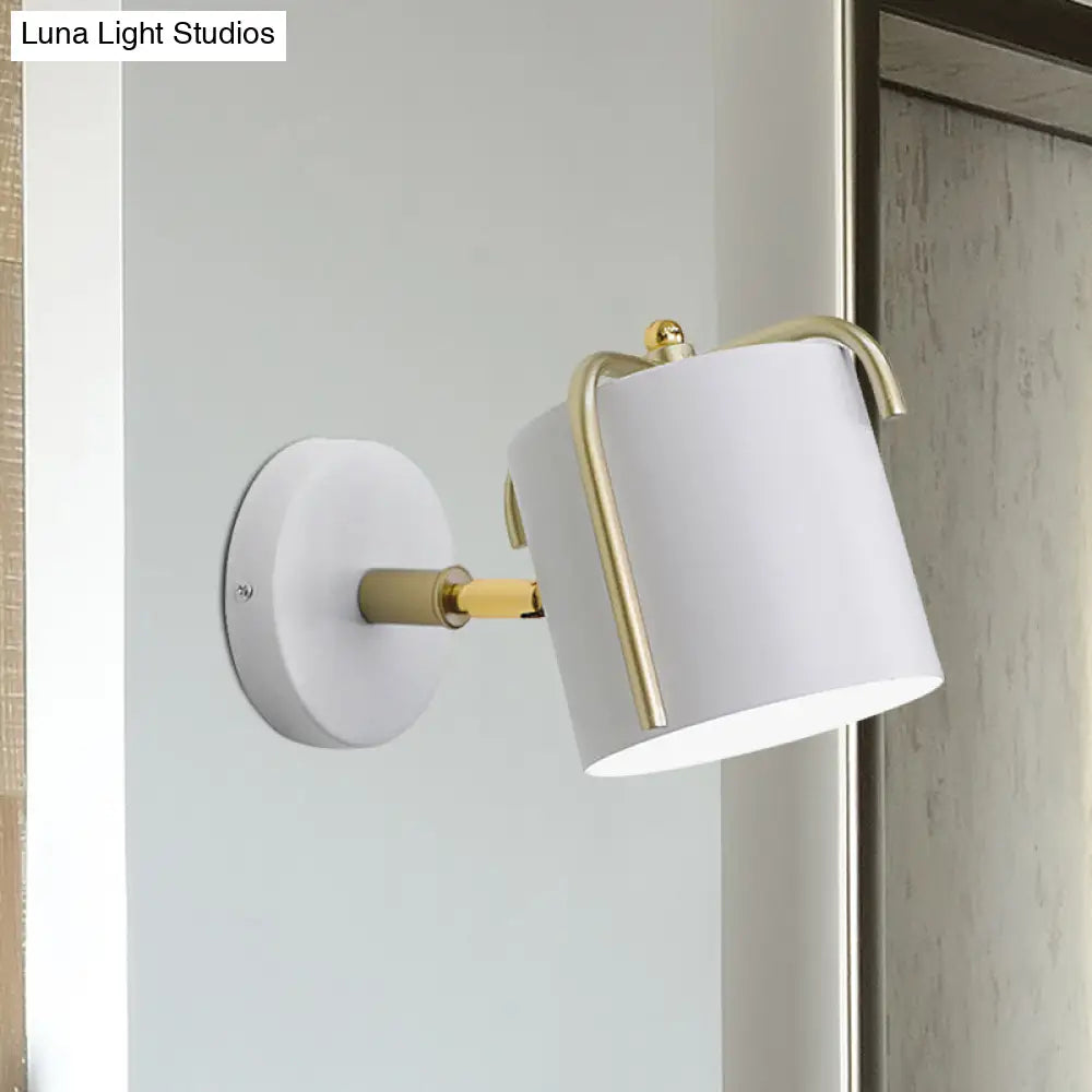 Rotatable Metal Cylinder Wall Light - Modern Macaron Loft Sconce For Bedroom Mirror