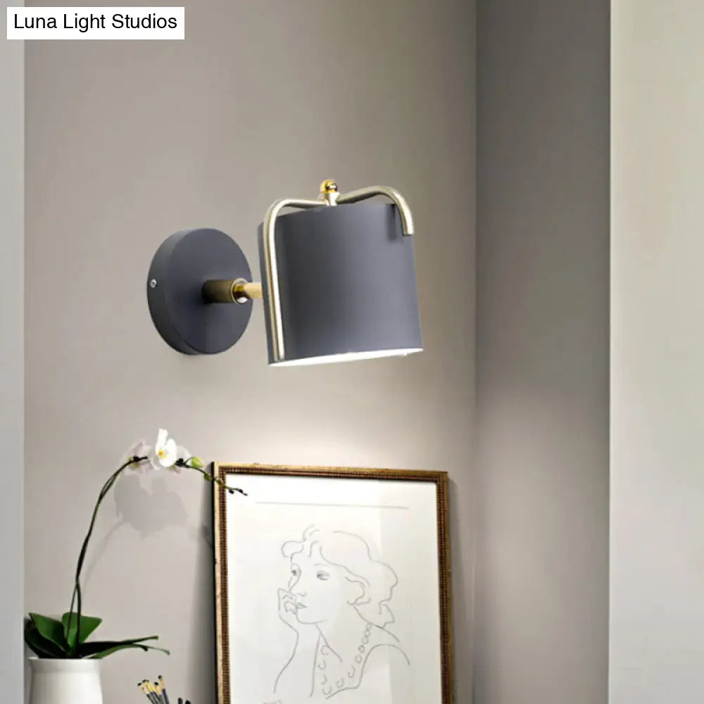 Rotatable Metal Cylinder Wall Light - Modern Macaron Loft Sconce For Bedroom Mirror