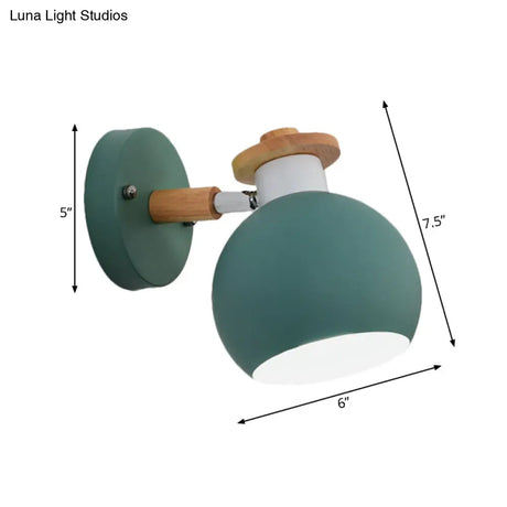 Rotatable Metal Globe Wall Light - Nordic Style Sconce For Child Bedroom Or Corridor