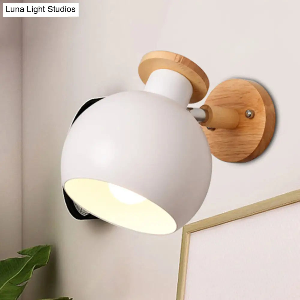 Rotatable Metal Spherical Wall Lamp - Kindergarten 1-Light Macaron Sconce Light