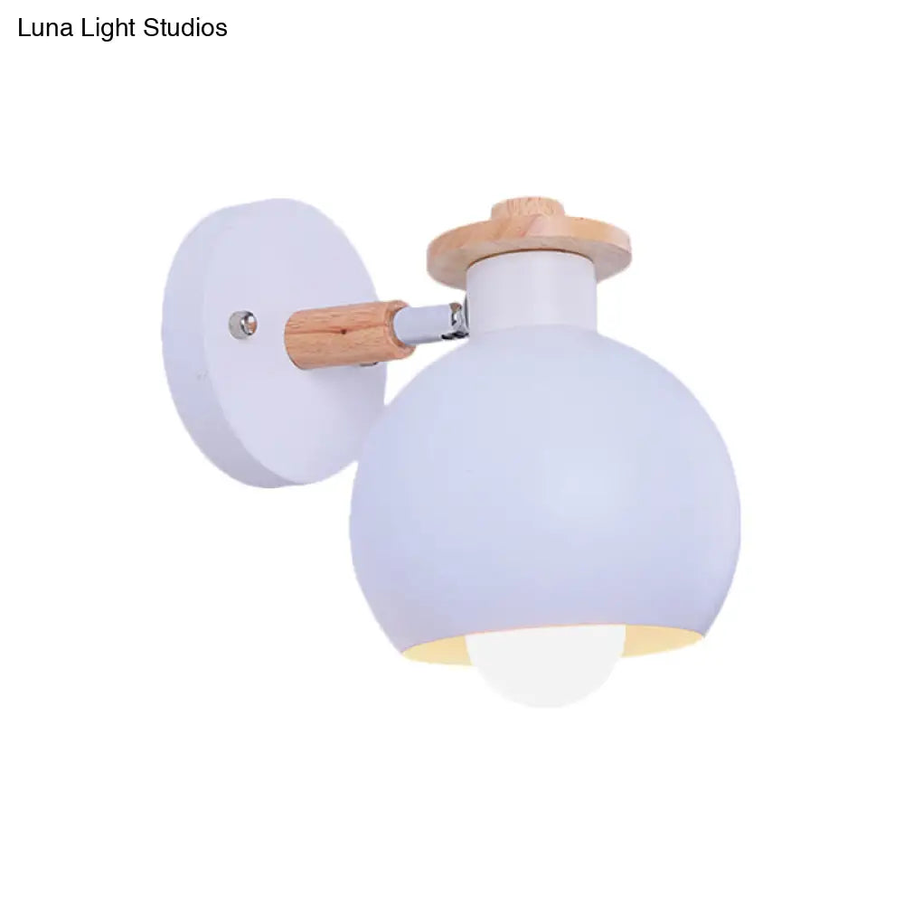 Rotatable Monochrome Orb Sconce Nordic Style Metal Wall Light For Study Room