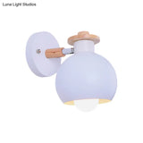 Rotatable Monochrome Orb Sconce Nordic Style Metal Wall Light For Study Room