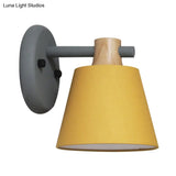 Rotatable Nordic Bucket Wall Lamp - 1 Light Fabric Lighting For Childs Bedroom Or Stairwell