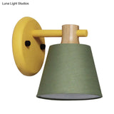 Rotatable Nordic Bucket Wall Lamp - 1 Light Fabric Lighting For Childs Bedroom Or Stairwell