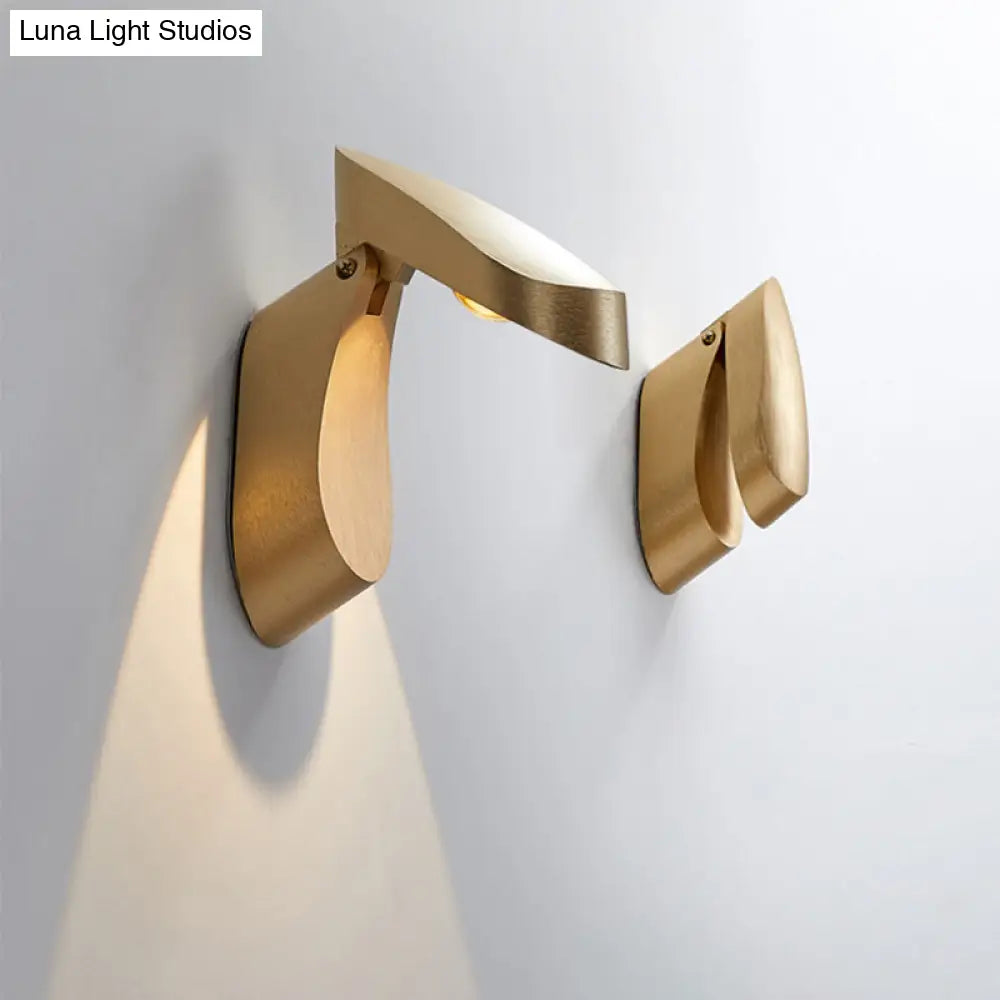 Rotatable Oval Wall Sconce - Modern Metal Led Bedside Light In White/Black/Gold Finish