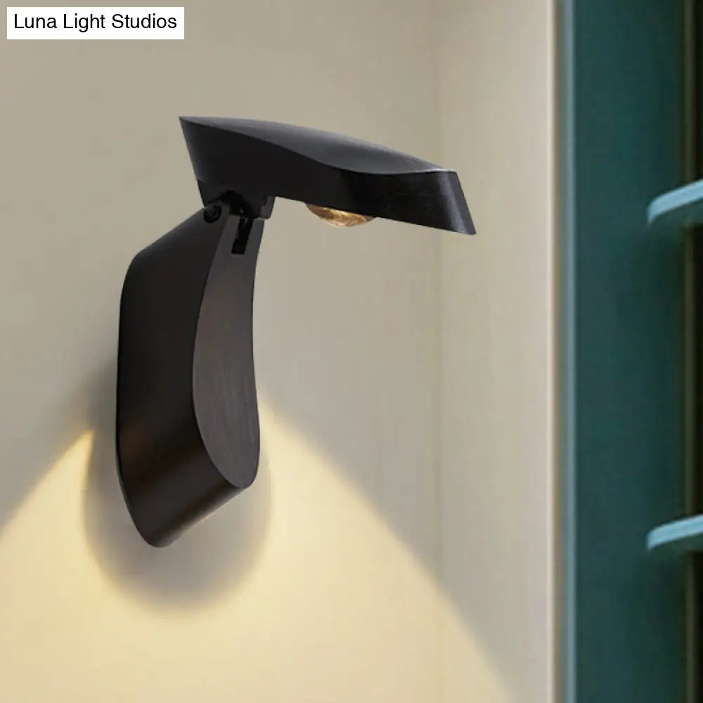 Rotatable Oval Wall Sconce - Modern Metal Led Bedside Light In White/Black/Gold Finish