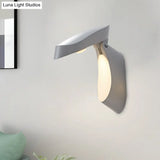 Rotatable Oval Wall Sconce - Modern Metal Led Bedside Light In White/Black/Gold Finish